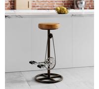 Tabouret de bar 73 cm en cuir marron - gaya