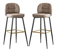 Tabouret de Bar à comptoir en Cuir en Faux Cuir avec Dos Repose-Pieds, Chaise de Bar Moderne pour îlot de Cuisine, tabourets à Manger avec Une capacité de 350 Livres (Grey-2PS, 63 cm)