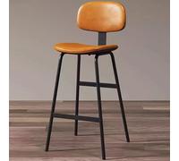Tabouret de bar avec dossier, tabouret de comptoir industriel avec siège en cuir et pieds en métal, tabouret haut rembourré avec repose-pieds pour cuisine, bar à domicile et bistrot