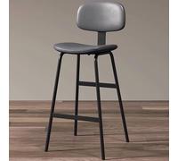 Tabouret de bar avec dossier, tabouret de comptoir industriel avec siège en cuir et pieds en métal, tabouret haut rembourré avec repose-pieds pour cuisine, bar à domicile et bistrot