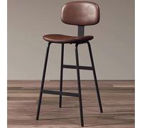Tabouret de bar avec dossier, tabouret de comptoir industriel avec siège en cuir et pieds en métal, tabouret haut rembourré avec repose-pieds pour cuisine, bar à domicile et bistrot