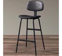Tabouret de bar avec dossier, tabouret de comptoir industriel avec siège en cuir et pieds en métal, tabouret haut rembourré avec repose-pieds pour cuisine, bar à domicile et bistrot
