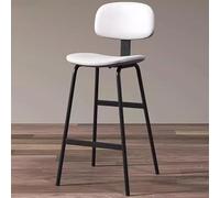 Tabouret de bar avec dossier, tabouret de comptoir industriel avec siège en cuir et pieds en métal, tabouret haut rembourré avec repose-pieds pour cuisine, bar à domicile et bistrot
