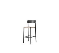 Tabouret de Bar Betty TK15 en Frêne Laqué Noir et Osier Lin Naturel