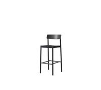 Tabouret de Bar Betty TK15 en Frêne Laqué Noir/lin Noir et Osier