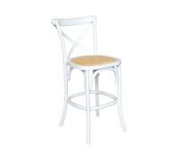 Tabouret de bar bistrot vintage en bois blanc avec repose-pieds