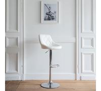 Happy Garden Tabouret de bar Jasper – Assise réglable, Rotation 360°, Repose-pieds – Blanc