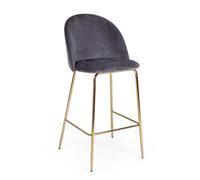 Tabouret de bar Carry velours gris foncé