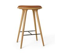 Tabouret de Bar , Chêne Huilé/ Noyer, Cuir, 74 cm
