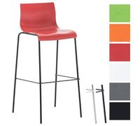 Tabouret de Bar - CLP - HOOVER - Plastique Rouge - Empilable - Dossier Ergonomique 100 cm