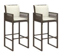 vidaXL Tabouret de bar de jardin avec coussin 2 pcs. Marron Poly rotin
