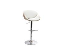 Tabouret de bar design blanc et bois clair WALNUT