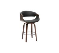 Tabouret de bar design noir et bois foncé 65 cm pivotant 360° ARAMIS