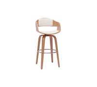 Tabouret de bar design pivotant blanc et bois clair H67.5 cm GAO