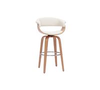 Tabouret de bar design pivotant blanc et bois clair H67 cm OKTAV
