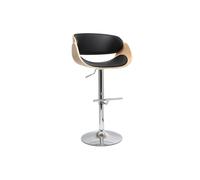 Tabouret de bar design réglable noir et bois clair BENT