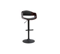 Tabouret de bar design réglable noir et bois foncé EUSTACHE
