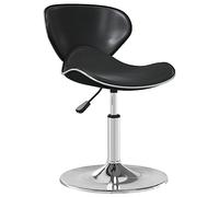 Tabouret de bar en cuir synthétique noir avec base en acier chromé et | Châssis en acier chromé, rotation à 360 degrés, réglage de la hauteur du vérin à gaz, charge de 110 kg, facile à nettoyer