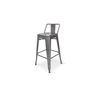 Kosmi Copie de Tabouret de Bar en métal Brut Aspect galvanisé avec Dossier - Hauteur 76cm