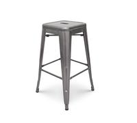 Tabouret de bar en métal brut aspect galvanisé style industriel - Hauteur 66 cm