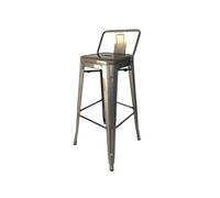 - Tabouret de bar en métal brut avec petit dossier, chaise de bar Tabouret métal hauteur 66cm parfait pour plan de travail de cuisine de 90 cm