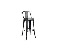 Kosmi Tabouret de Bar en métal Noir Mat Style Industriel - avec Dossier - Hauteur 66cm