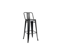 Tabouret de bar en métal noir mat style industriel - Avec dossier - Hauteur 76 cm