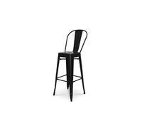 Kosmi - Tabouret de Bar en métal Noir Mat Style Industriel - avec Dossier Haut - Hauteur 76 cm