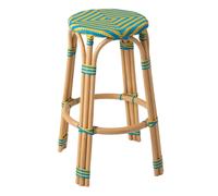 Tabouret de Bar en Rotin Geo 66cm Jaune & Bleu