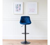 Tabouret de bar en velours bleu ROBIN Bleu G