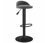 Tabouret de bar en velours gris foncé, réglable, pivotant à 360 degrés | Velours, vérin à gaz, hauteur réglable, base en acier, repose-pieds, charge de 110 kg, bar, cuisine, bureau