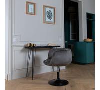 Happy Garden – Tabouret de bar Nolan – velours gris, rotatif 360°, réglable en hauteur, dossier