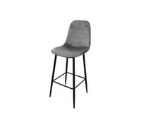 Tabouret de bar en velours gris pieds métal Inoui - Gris -