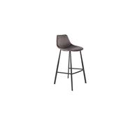 Tabouret de bar en velours gris, repose-pieds, assise arrondie, ergonomique, 100 kg - Dutchbone, Franky - 50x54x106 cm