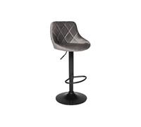 Happy Garden Tabouret de bar ROBIN – Assise réglable, rotation 360°, repose-pieds, velours gris