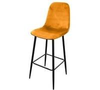Tabouret de bar en velours jaune pieds métal Inoui - Jaune moutarde - Urban living Jaune moutarde G
