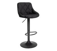 Happy Garden Tabouret de Bar en Velours Noir Robin. Chaise de Cuisine, au Design Moderne, avec Assise, réglable en Hauteur, Rotation à 360° et Repose-Pieds. Tabouret avec Dossier en Velours Noir.