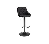 Happy Garden Tabouret de Bar en Velours Noir Robin. Chaise de Cuisine, au Design Moderne, avec Assise, réglable en Hauteur, Rotation à 360° et Repose-Pieds. Tabouret avec Dossier en Velours Noir.