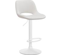 Tabouret de bar en velours - tabouret haut - réglable en hauteur et pivotant pour plus de confort | Couleur : crème | Base du matériau : métal blanc mat