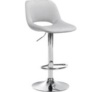 Tabouret de bar en velours - tabouret haut - réglable en hauteur et pivotant pour plus de confort | Couleur : gris clair. Matériau de base : métal chromé