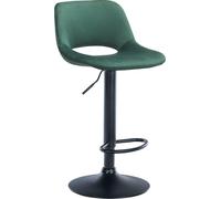 Tabouret de bar en velours - tabouret haut - réglable en hauteur et pivotant pour plus de confort | Couleur : vert | Matériau châssis : métal noir mat