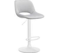 Tabouret de bar en velours - tabouret haut - réglable en hauteur et pivotant pour plus de confort | couleur : gris clair. Base de matériaux : métal blanc mat