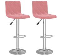 Tabouret de bar en velours - vidaxl - Lot de 2 - Rose - 40x43x(90-111) cm - Pivotement à 360 degrés