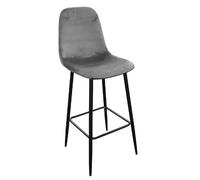 Tabouret de bar en velours vintage Inoui - H. 108 cm - Gris