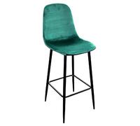 Tabouret de bar en velours vintage Inoui - H. 108 cm - Vert émeraude