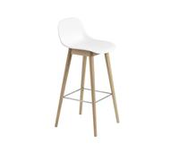 Tabouret de Bar Fiber m. Base et Dossier en Bois Blanc/ Chêne H97,5 cm