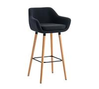 Tabouret de bar Grant tissu avec Pieds en Bois et repose-pieds en Métal Noir - CLP - Moderne - Cuisine 99 cm