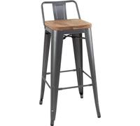 Tabouret de bar haut Bolero Bistro avec assise en bois gris (4 pièces)