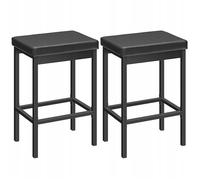 Tabouret de bar - HOOBRO - Lot de 2 - Noir - Hauteur 63 cm - Structure métal