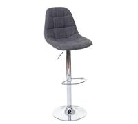 Mendler Tabouret de bar HWC-A67 – Pivotant – Tissu gris – Pied chromé